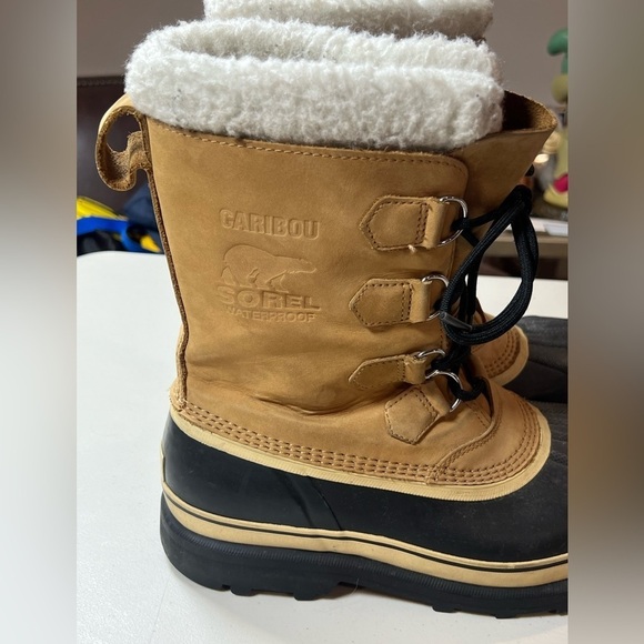 Size 10 Sorel Caribou Fleece Lined Men’s Waterproof Leather Boot Winter Warm - Picture 6 of 15